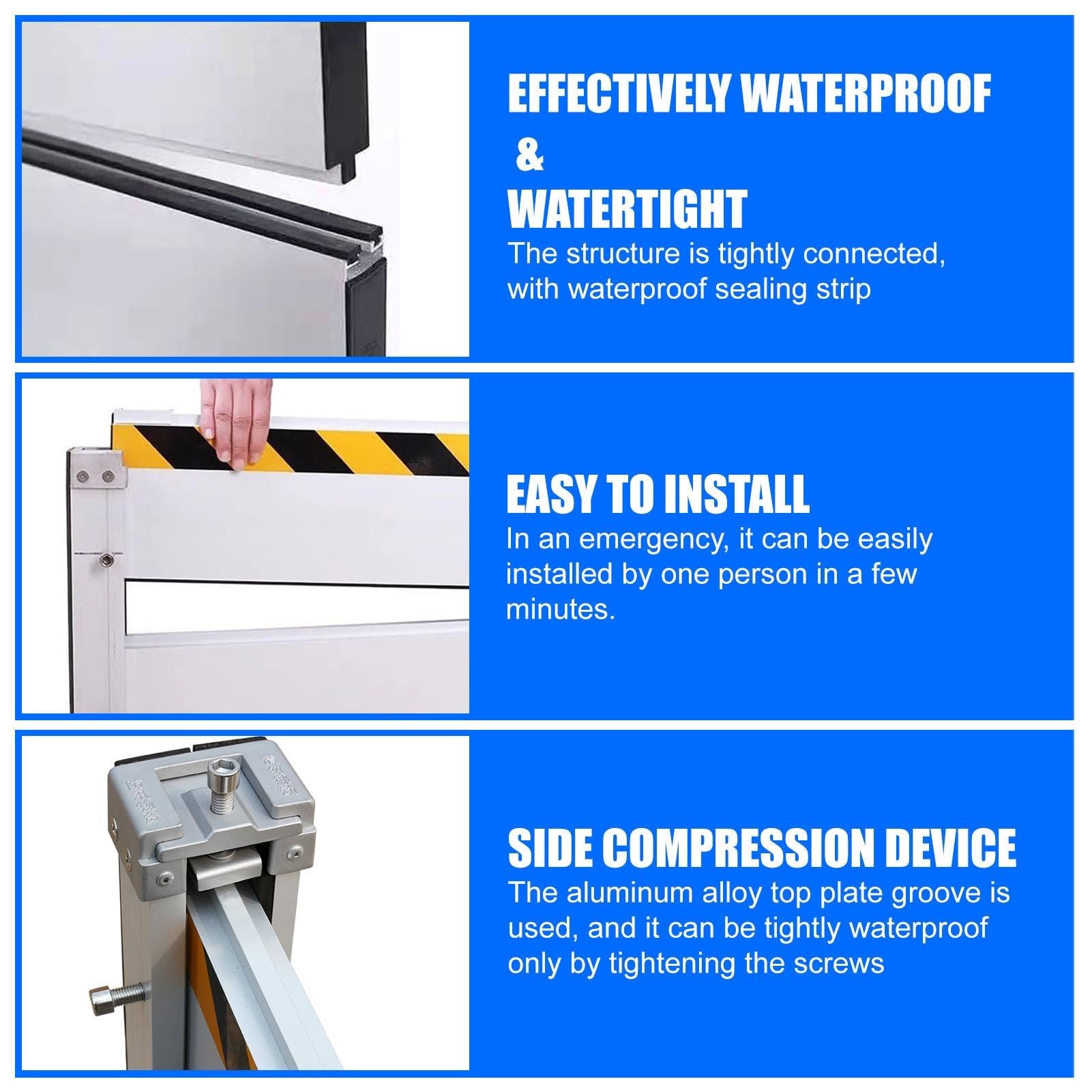 Barrera contra inundaciones, Barrera contra inundaciones, Barrera de Agua, Deflector de Aluminio Resistente, Barrera Impermeable para ríos, represas temporales para garajes, hospit