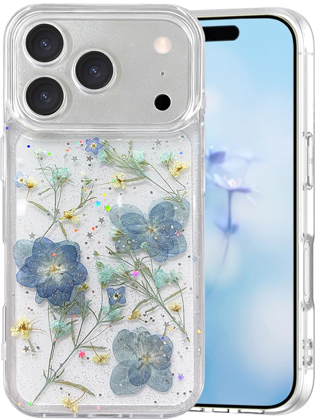 Coque iPhone 17 Pro Max esthétique florale bleue pour look printanier - 8
