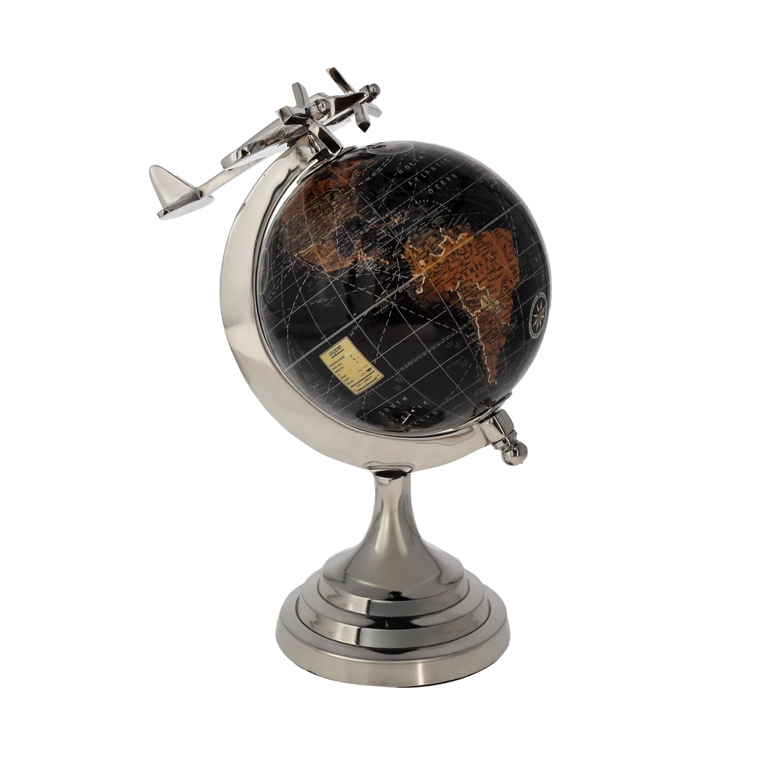 Keyhomestore | Mappamondo decorativo con aereo e base solida Ø25 cm | Design elegante per arredare interni moderni e classici