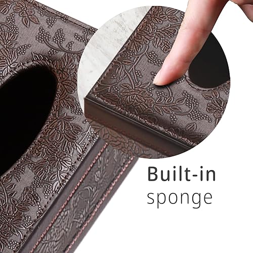 Miniatura 5 de Funda rectangular de cuero para caja de pañuelos, soporte de caja de pañuelos moderno rectangular para toallas de papel, dispensador de pañuelos de