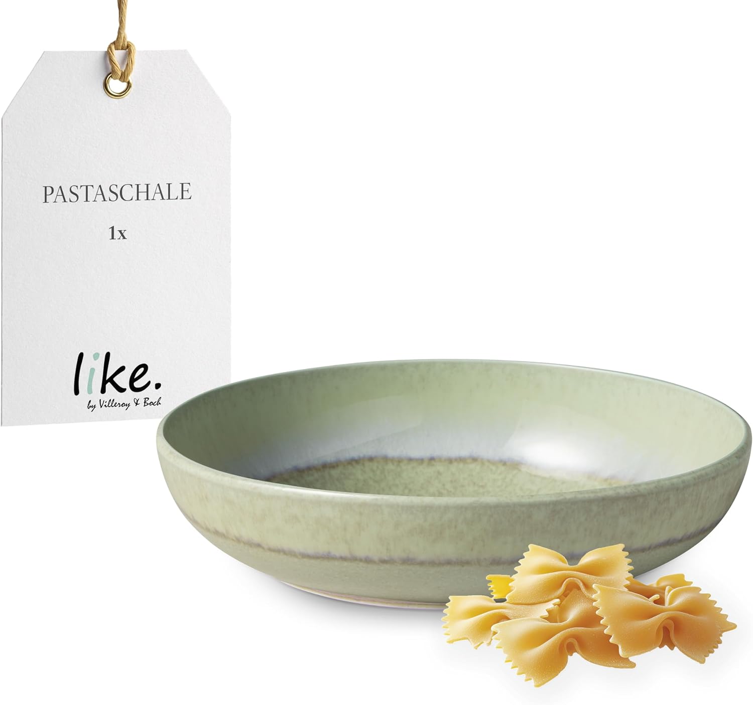 like. by Villeroy & Boch Perlemor Alga Pasta Bowl, Green, 8.66 in