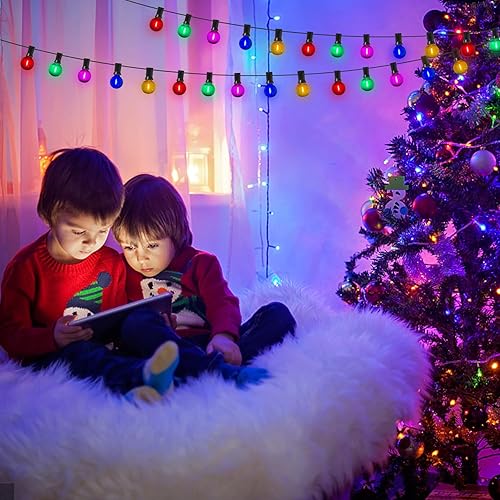 Miniatura 6 de Paquete de 25 bombillas LED G40 de colores, bombillas LED inastillables de 0.6 W, bombillas de repuesto de Navidad con base de candelabro E12, rojo,