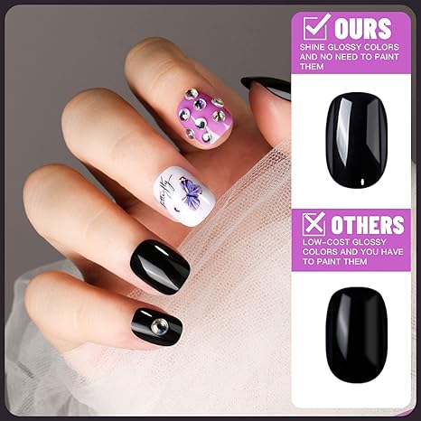 Spring Nails 🌸 24 Pack Short Press-On Nails | Matte & Glossy