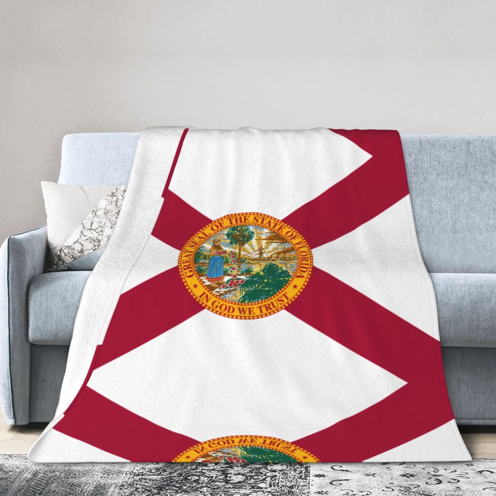 Flag of Florida 80"x60" Fleece Blanket, Full Size, Super Soft, Suitable for Bed, Sofa, Camping, All Seasons