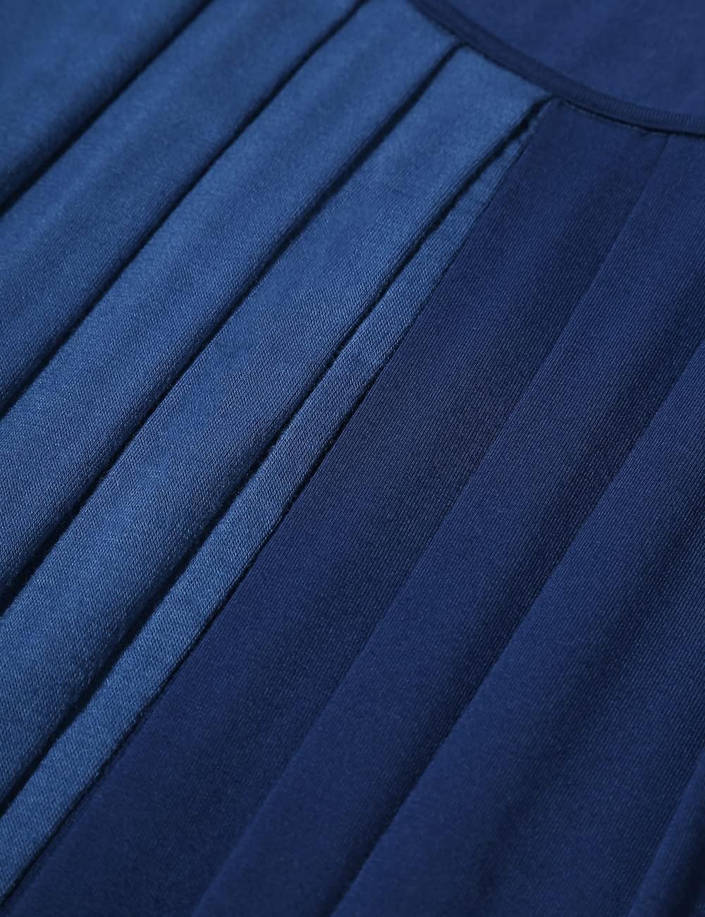 DJT Women's Short Sleeve Pleated Front Blouse Tunic Top Medium Navy/Vallarta Blue