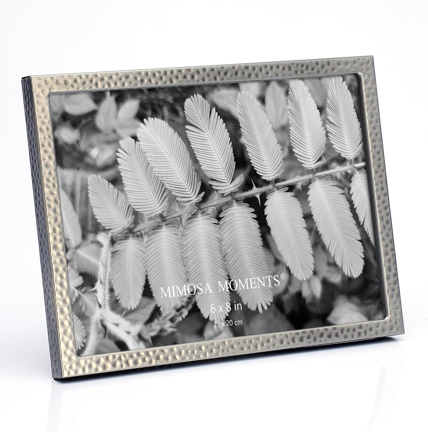6x8 Hammered Petwer Metal Picture Frame with White Mat image 4