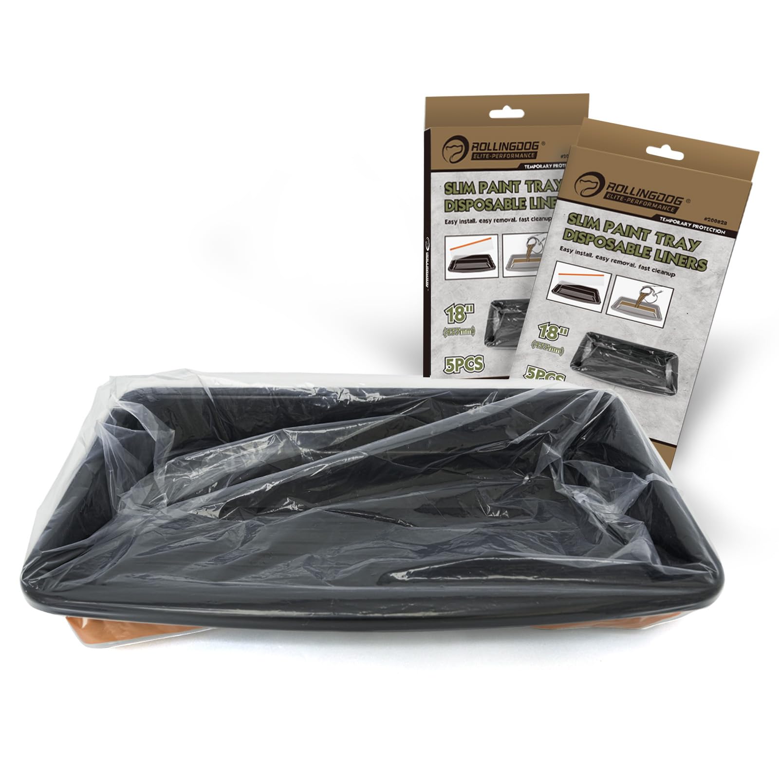 ROLLINGDOG Kit de bandeja de pintura de 18 pulgadas, bandeja de rodillo de pintura de 18 pulgadas con 10 forros desechables para pared, techo, suelo