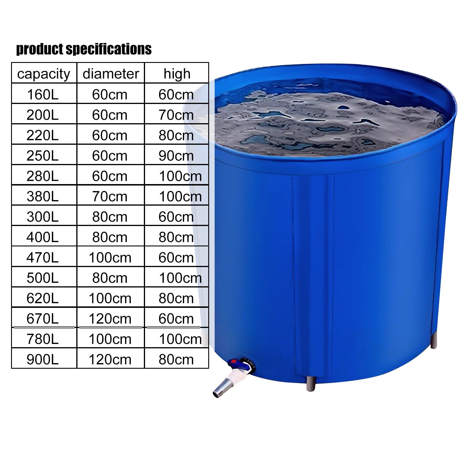 Barril de Lluvia portátil de 470 l. Sistema eficiente de recolección de Agua de Lluvia con Filtro de bajante y Kit de desbordamiento conservación del Agua.