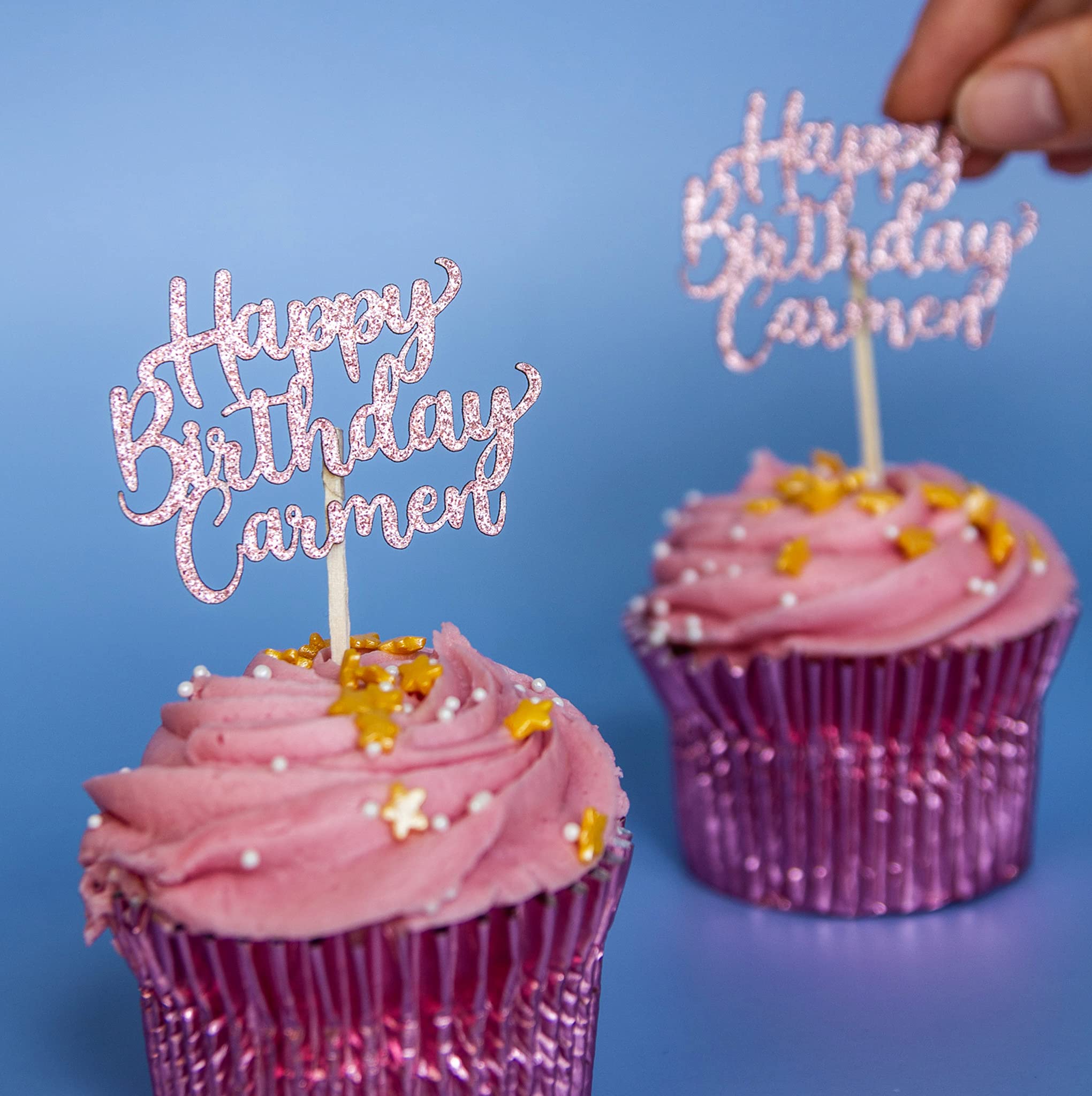 Decorazioni Per Cupcake Cakeshop - 6 Pezzi Personalizzabili Doppia Faccia Glitterate Carta 480 G 908031