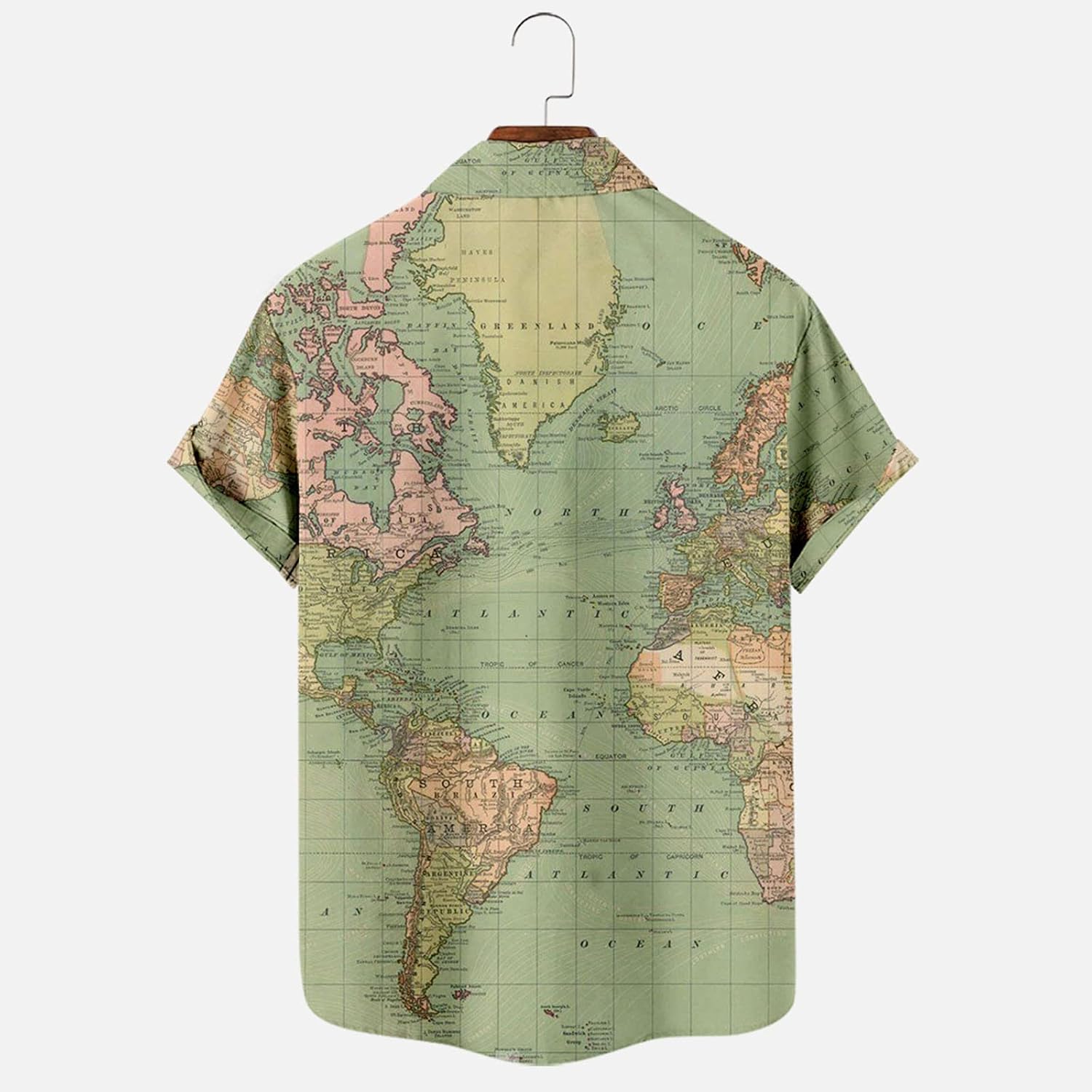 Hawaiian Shirt for Men Breathable World Map Print Summer Tops Casual Button Down Short Sleeve Vacation Shirts
