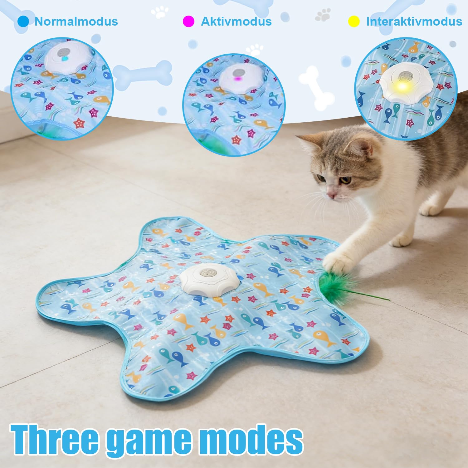 Giochi per Gatti Interattivi Ricaricabili, Giocattoli per Gatti con Piume, Bastone Automatico per Gatti, Giocattolo interattivo per g-atti con Piume, Giocattolo per animali domestici e cani