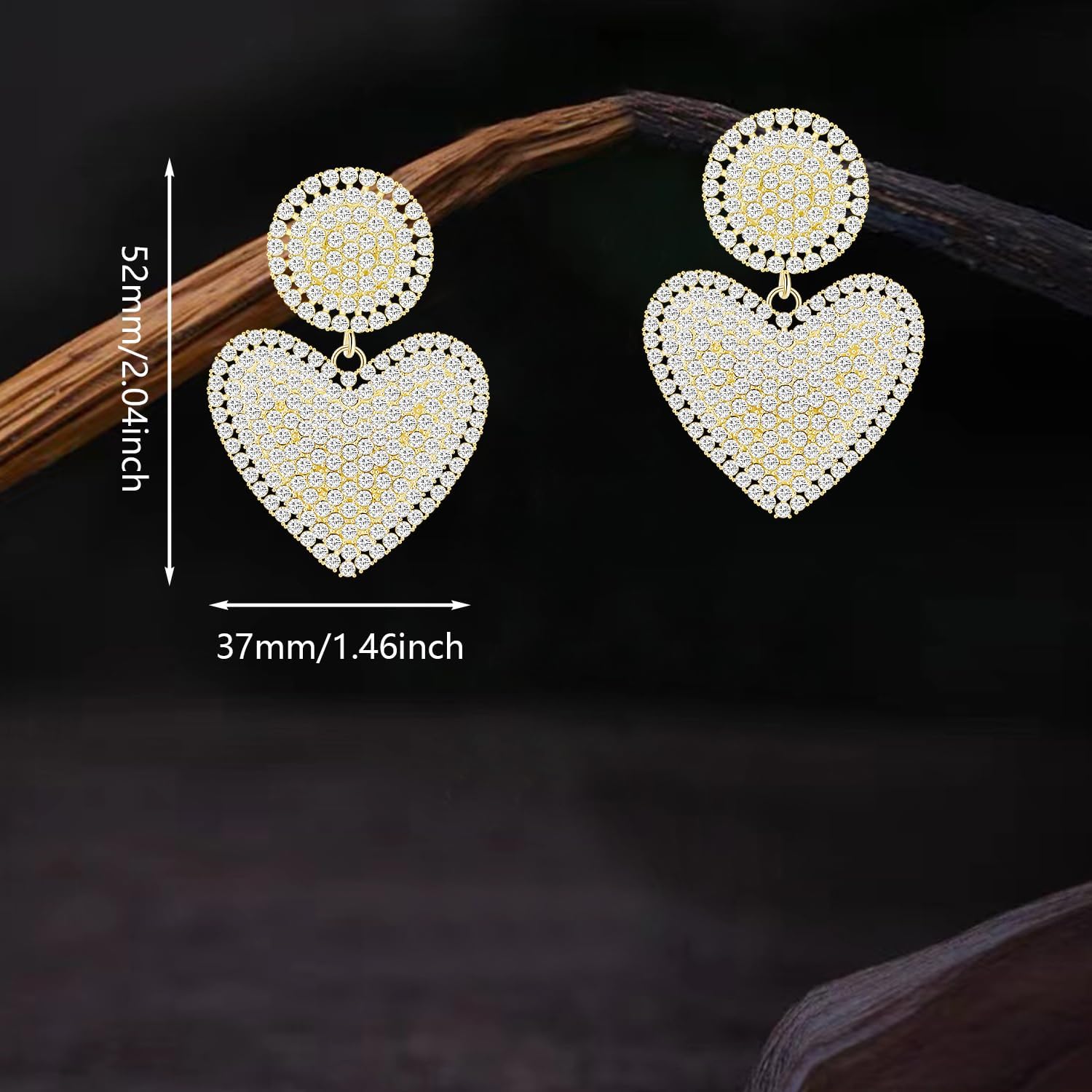 Sparkly Crystal Love Heart Dangle Drop Earrings Dainty Rhinestone Hollow Heart Stud Earrings For Women - Image 5