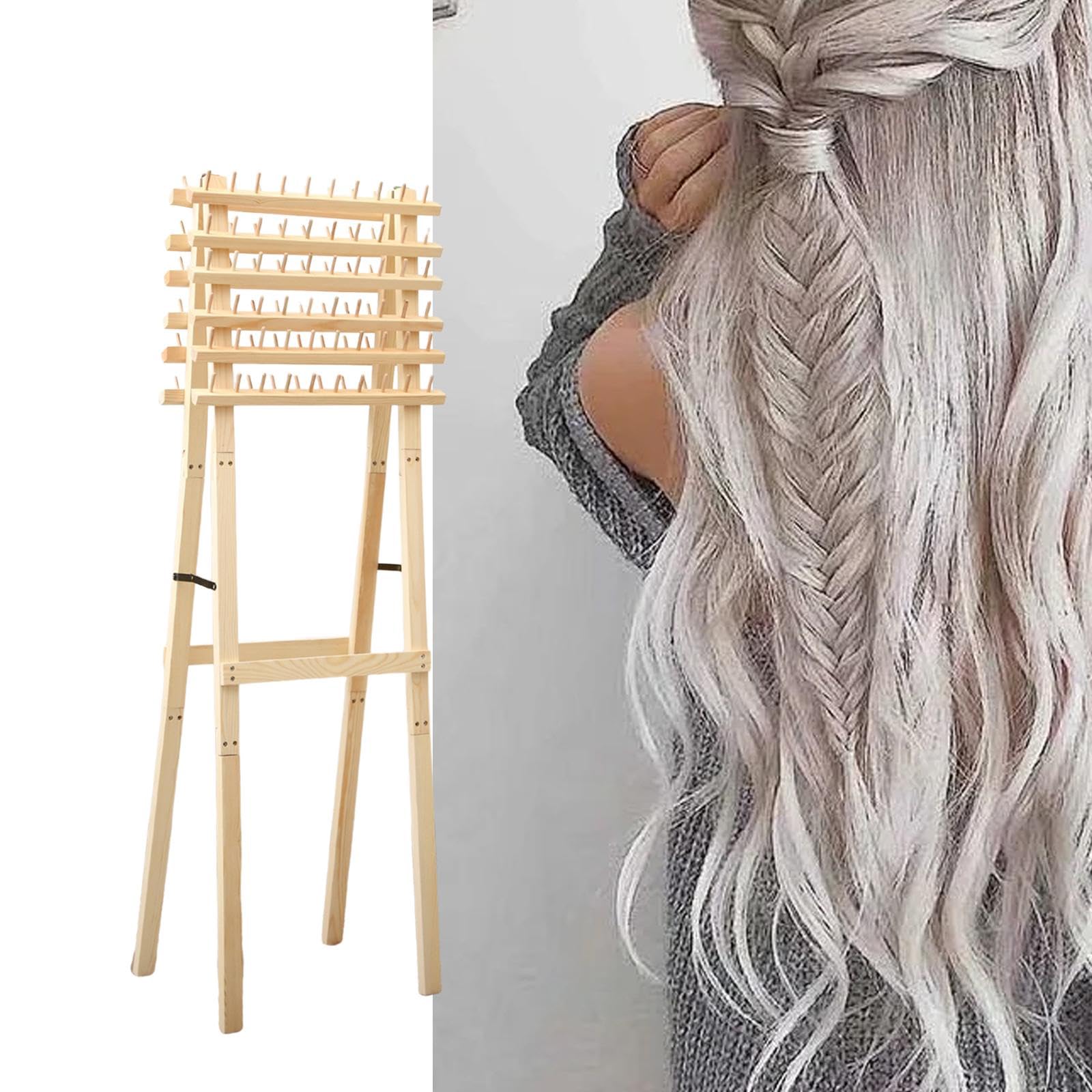 Support à Tresses En Bois, Support à Tresses Double Face, Support pour Extensions de Cheveux, Support à Tresses En Bois pour Extensions