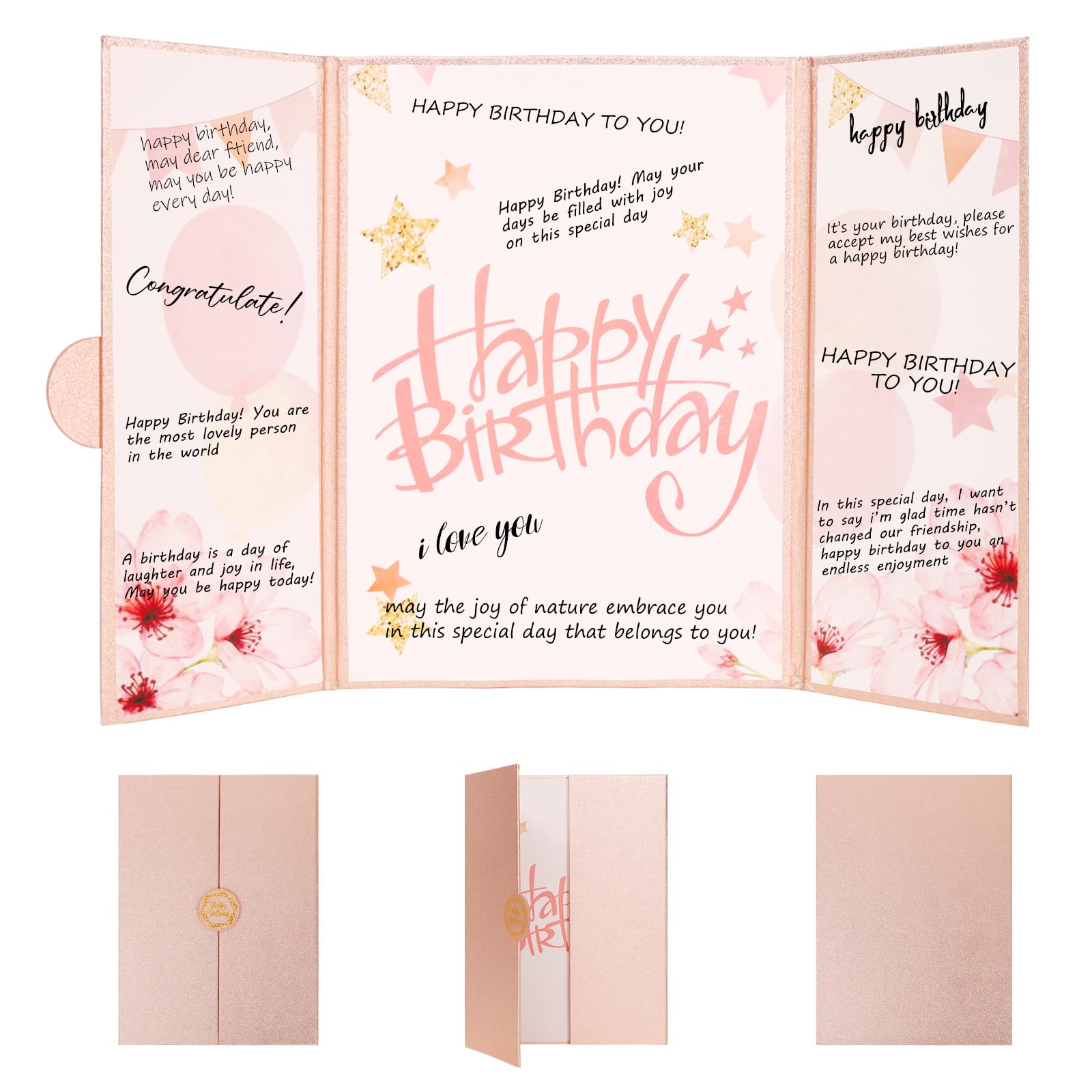 BINBE Large Birthday Guest Book Rose Gold Happy Birthday Party Decor Birthday Guest Signature Book Jumbo Birthday Gift Card Party Supplies for Men
