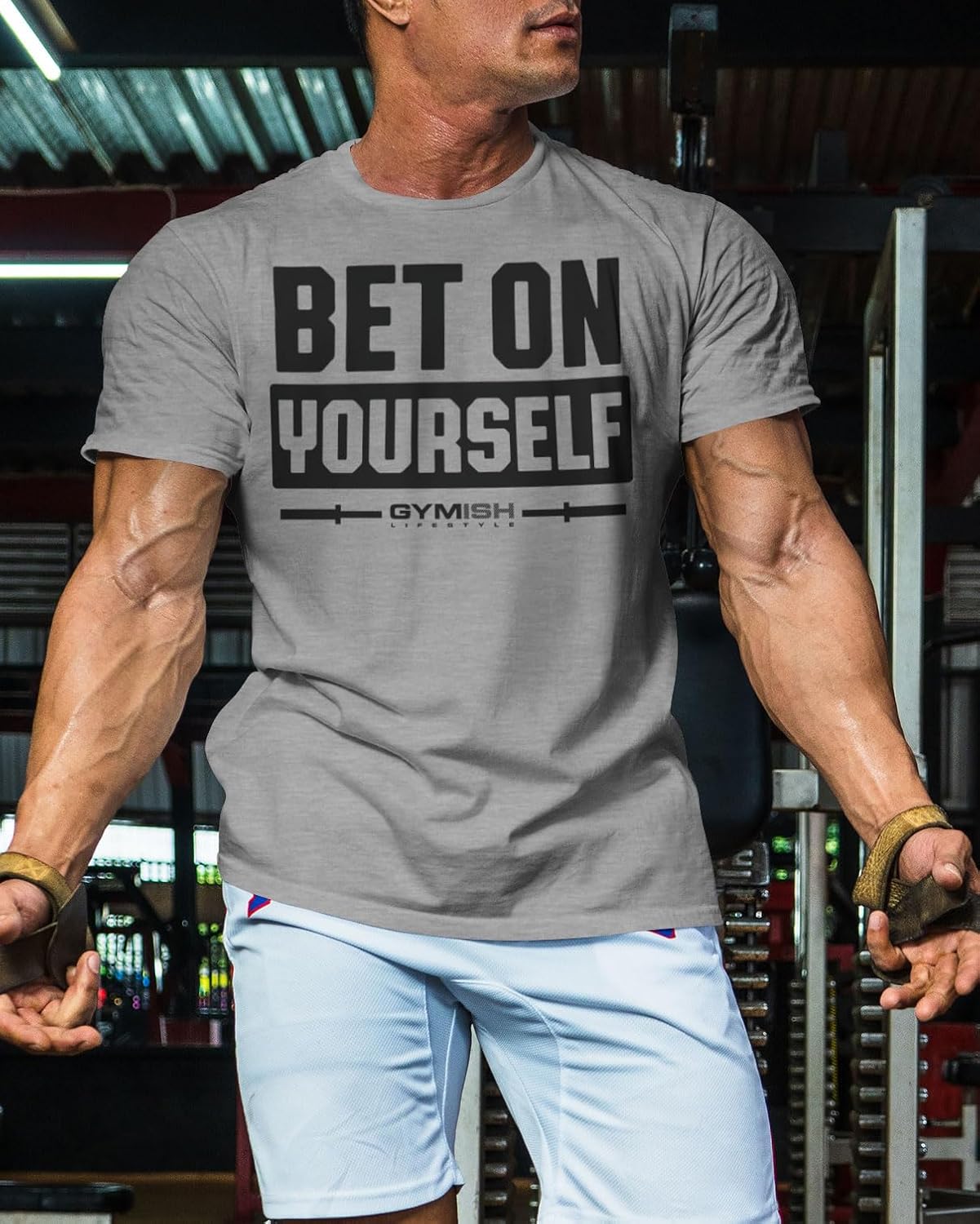 Gymish Lifestyle Bet On Yourself Workout Shirts for Men, Motivational Gym Shirts