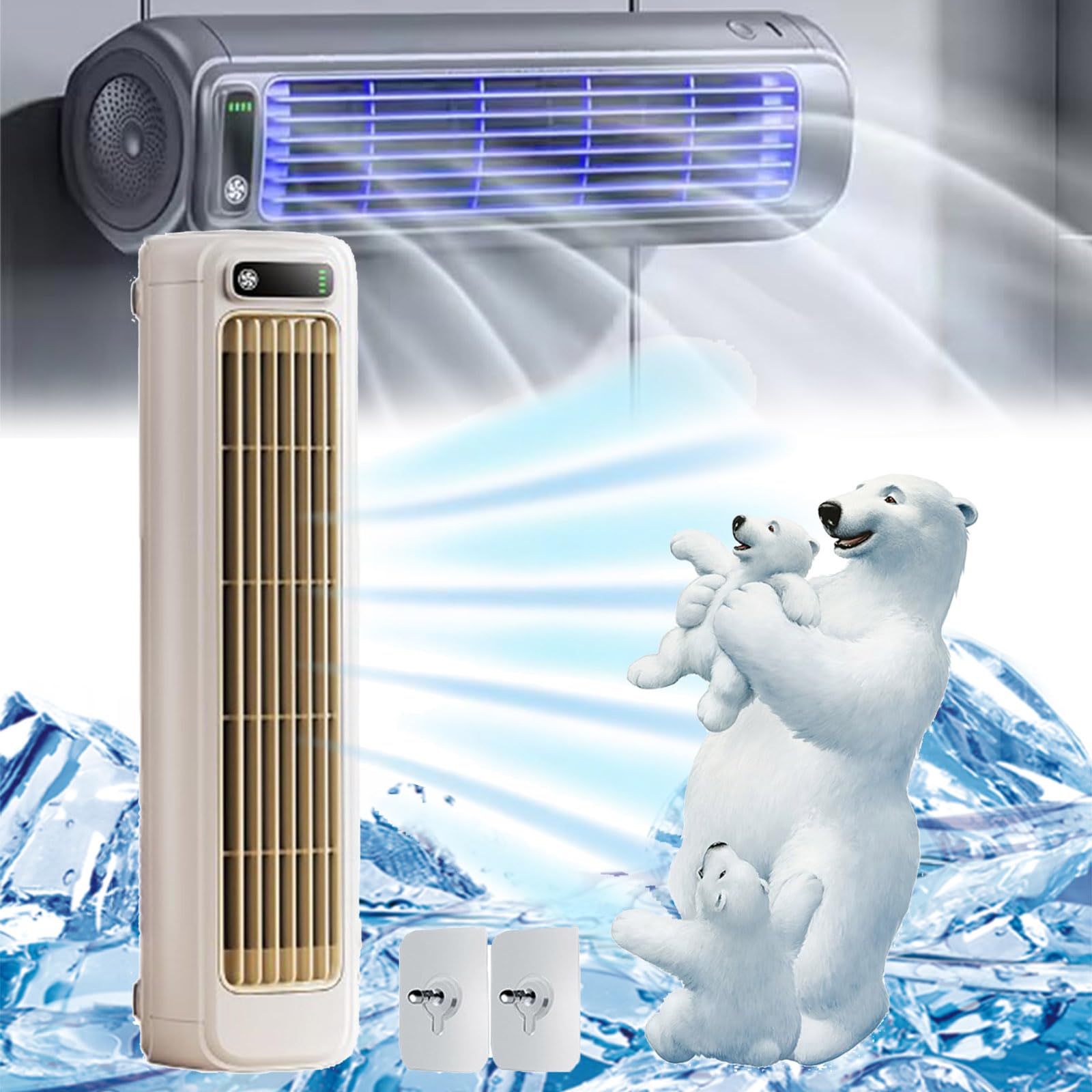 Scumlovy Ace Cooler Air Conditioner, Libiyi Cooling Ace, Shirem Outfany Yodaer 3 Wind Speeds, for Room/Office/Kitchen (Rechargeable-Beige)