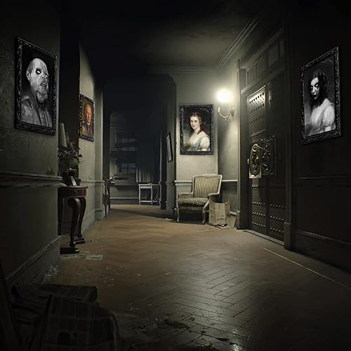 Miniatura 6 de OEDOC Paquete de 4 marcos de fotos de Halloween de 10.2 x 14.5 pulgadas con expresión de rostro cambiante en 3D, para decoración de fiestas de