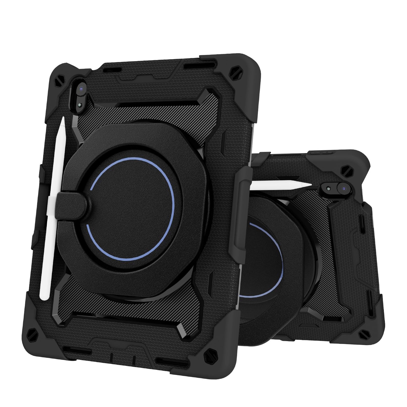 Custodia per tablet per iPad di 11a generazione A16 da 11 pollici 2025, resistente, antiurto, con cavalletto, robusta custodia protettiva con tracolla (nero)
