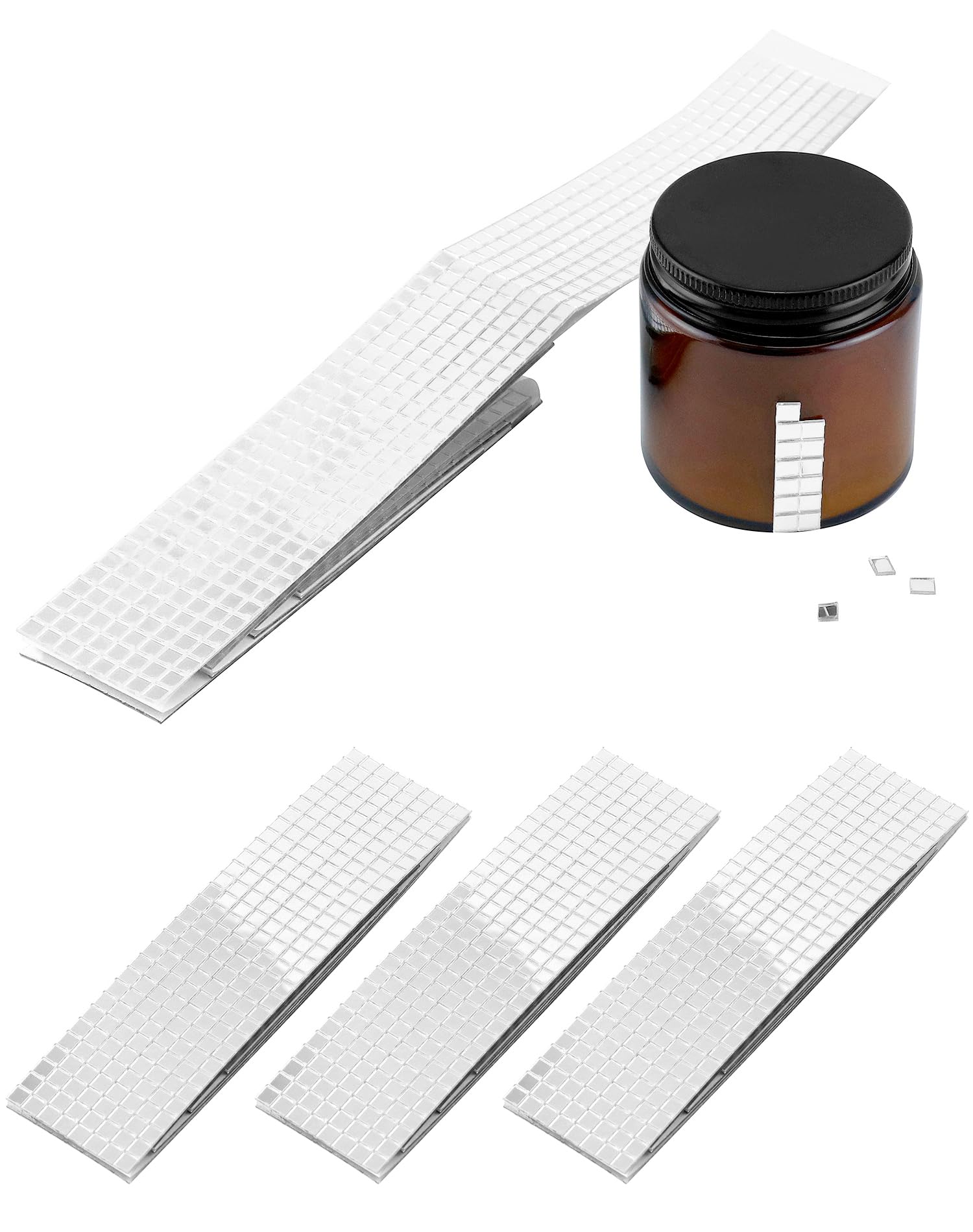 QWORK® 4 Rollos de Mosaico de Espejo Acrílico, Azulejos de Mosaico Autoadhesivos 5840 Piezas Dimensiones 5 x 5 mm