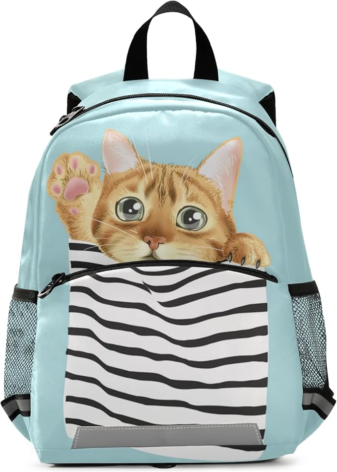 Amazon Co Jp キッズ リュック 子供用 リュックサック おしゃれ 保育園 小学生 女の子 男の子 ネコ 猫 可愛い 水色 面白い おもしろい こども 小さめ 軽量 通園 人気 バックパック ミニリュック ジュニア 2 6歳 撥水 遠足 ファッション