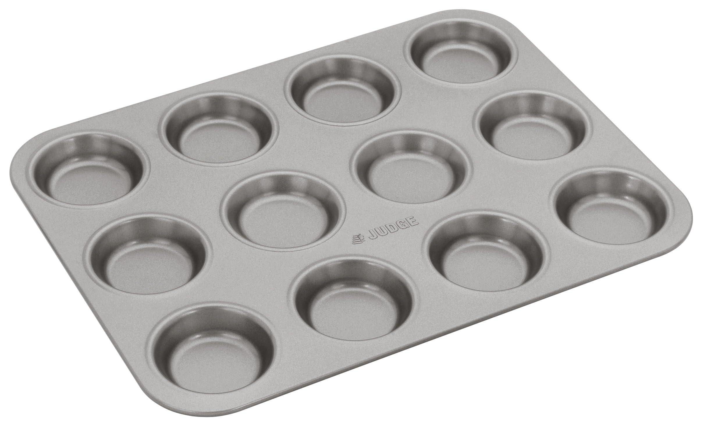 Judge Non-Stick Bun Tin with 12 Cups, Dishwasher Safe, 34cm x 25cm x 1.5cm