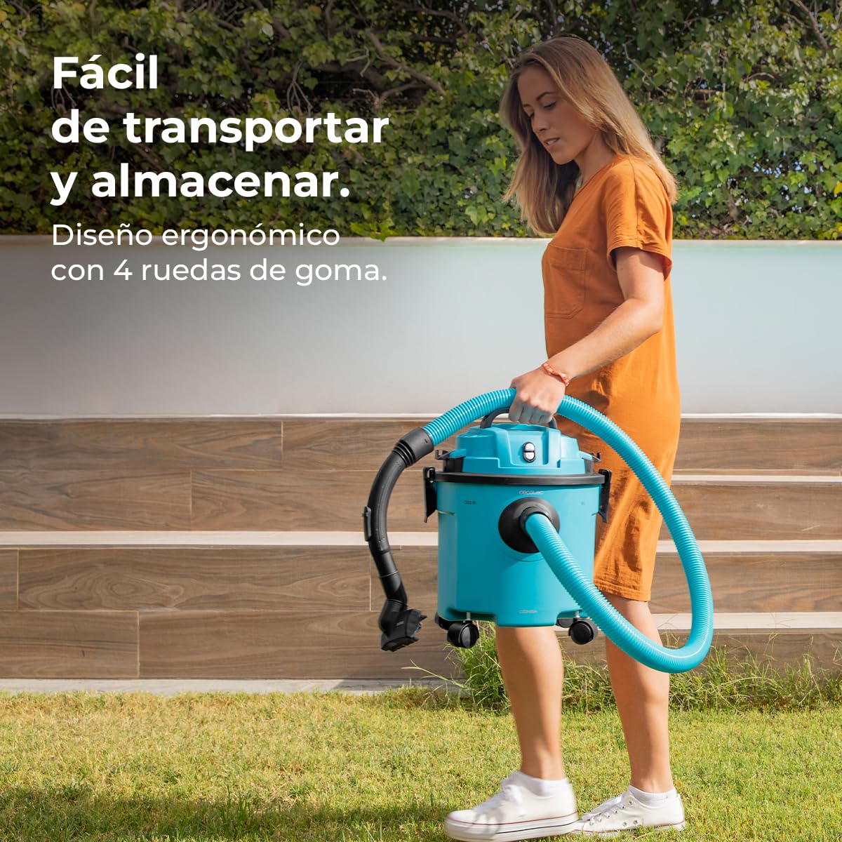 Cecotec Aspiradora con Cable en Seco y Húmedos - Aspirador Sólidos y Líquidos 16L Conga Rockstar Wet & Dry Compact Garden Plus. 1200W, Ligero, Compacto, Doble Función de Succión y Soplado, Accesorios