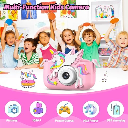 Miniatura 3 de Cámara Mejorada para Niños y Niñas, Cámara Digital para Selfie con Bonita Cubierta Protectora y Tarjeta SD de 32G, Regalos de Cumpleaños de Navidad,