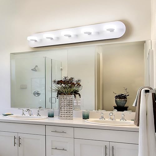 Miniatura 3 de Luces de tocador de 36 pulgadas de 5 luces de 25 W sobre espejo de pared, espejo de maquillaje de baño, luz frontal LED de iluminación interior para