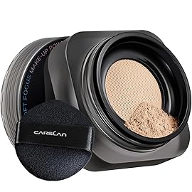 CARSLAN Soft Focus Loose Setting Powder, Waterproof, Matte, Oil Control, Shine Free, Talc-Free Face Powder Makeup, 24H Longwear Finishing Powder, N01 Natural for Medium & Tan