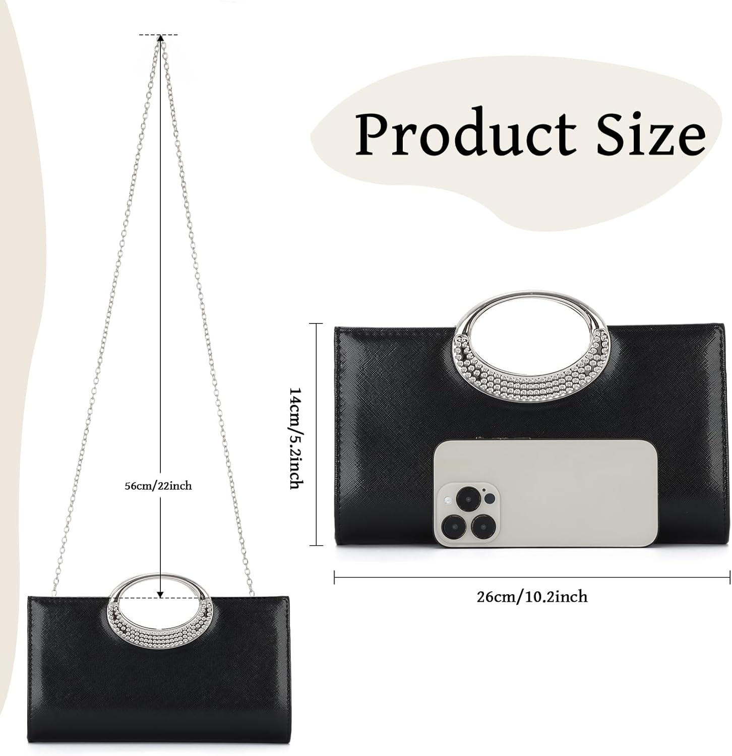 Freie Liebe Clutch Purses for Women Evening Bag Fashion Handbags for Wedding, Cocktail, Prom with Chain - Image 4