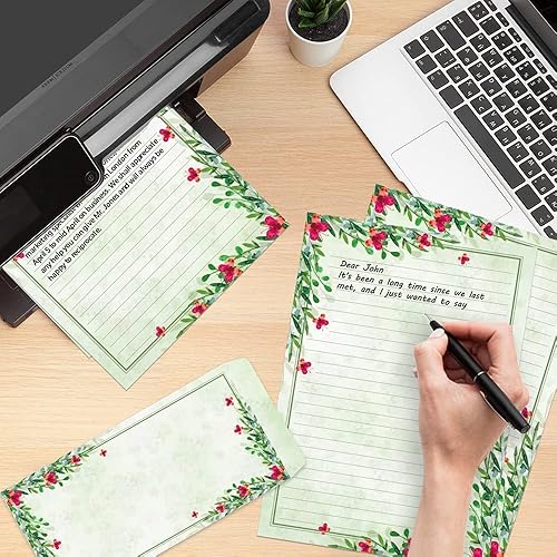 Miniatura 3 de Paper Master - Juego de papel y sobres de papelería japonesa, con líneas, papel floral vintage, 48 hojas + 24 sobres, 7 x 10 pulgadas de cada papel