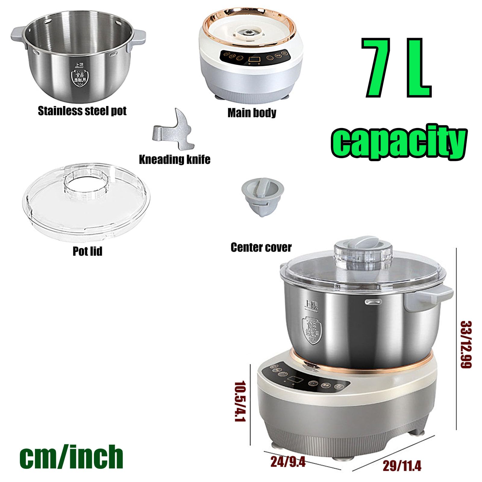 Máquina de masa eléctrica de gran capacidad con función de masa a prueba, mezclador de masa para pan de pizza, masa para matar y prueba, temporizador de microcomputadora de acero inoxidable 6
