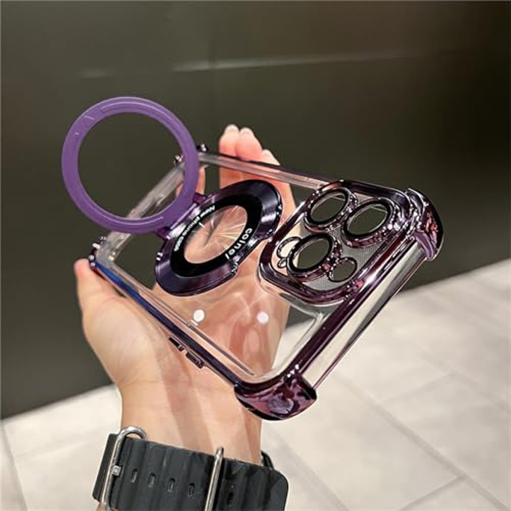 Accurateg.Uc24 for iPhone Case, Airbag Four Corners Anti-Drop Magnetic Bracket Case Cover for iPhone 15 14 13 12 11 Pro Max Plus, Accurateg.Uc24 Shockproof Phone Case (Purple,13 Pro Max)