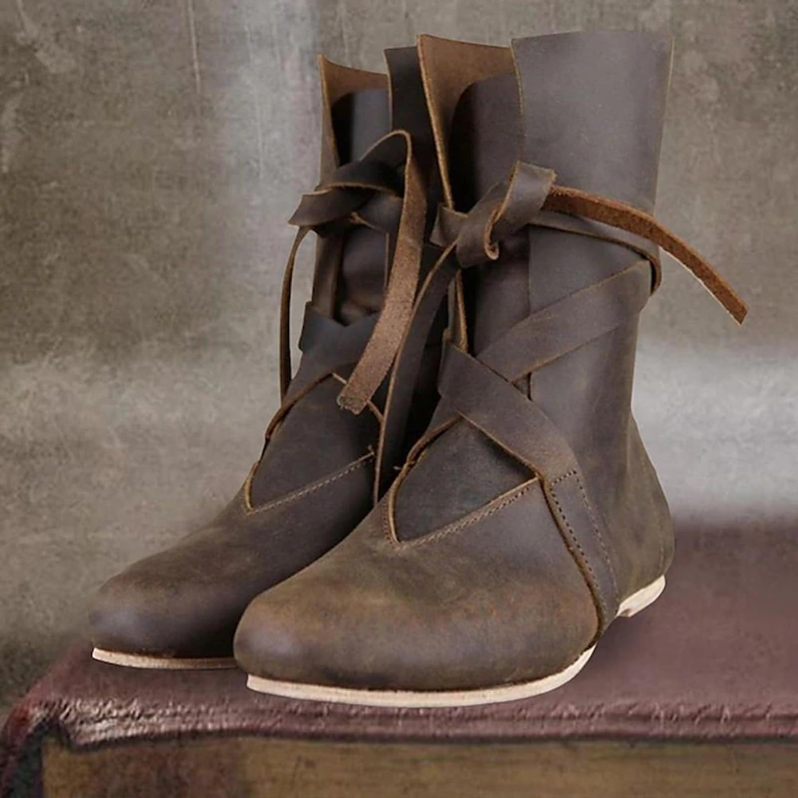 Generisch Botas de mujer renacentista, zapatos medievales para mujer, botas de senderismo medievales, vintage, informales, verano, botas vikingas, cosplay, zapatos elegantes, zapatos de trabajo