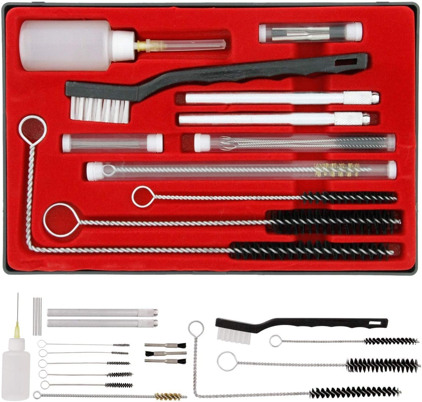 23 PC AIR TOOL PAINT SPRAY GUN CLEANING KIT HVLP Gravity Airbrush Case