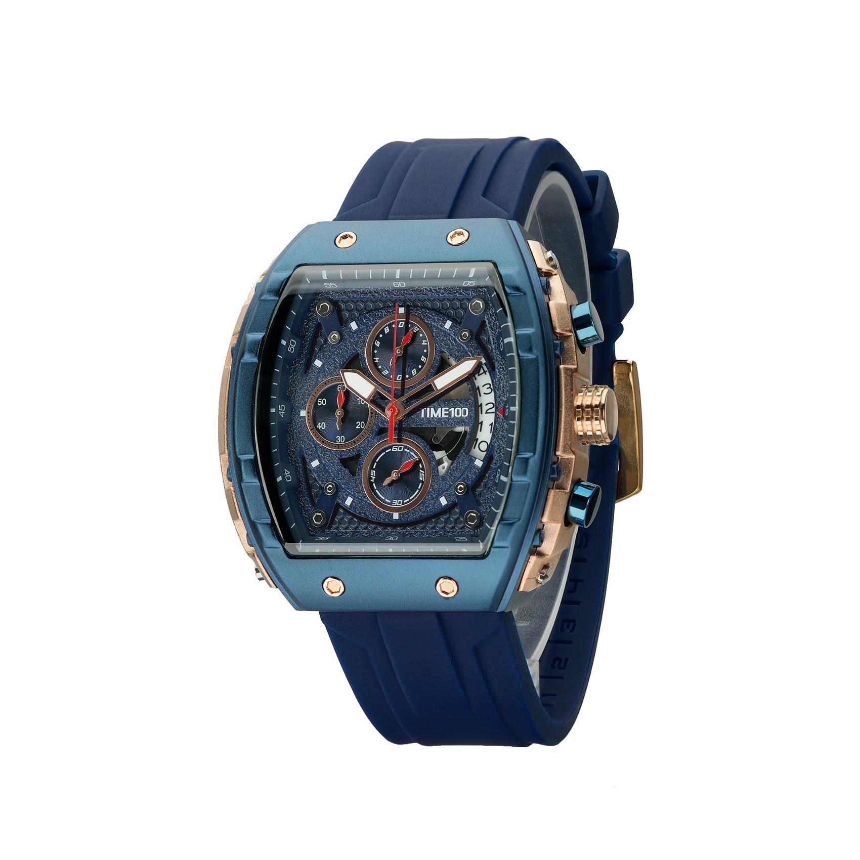 TIME100 Reloj para Hombre Analogico Cronógrafo Multifuncional Esfera de Cuarzo, Calendario,Multifuncional Estilo Elegante Deportivo Resistente al Agua
