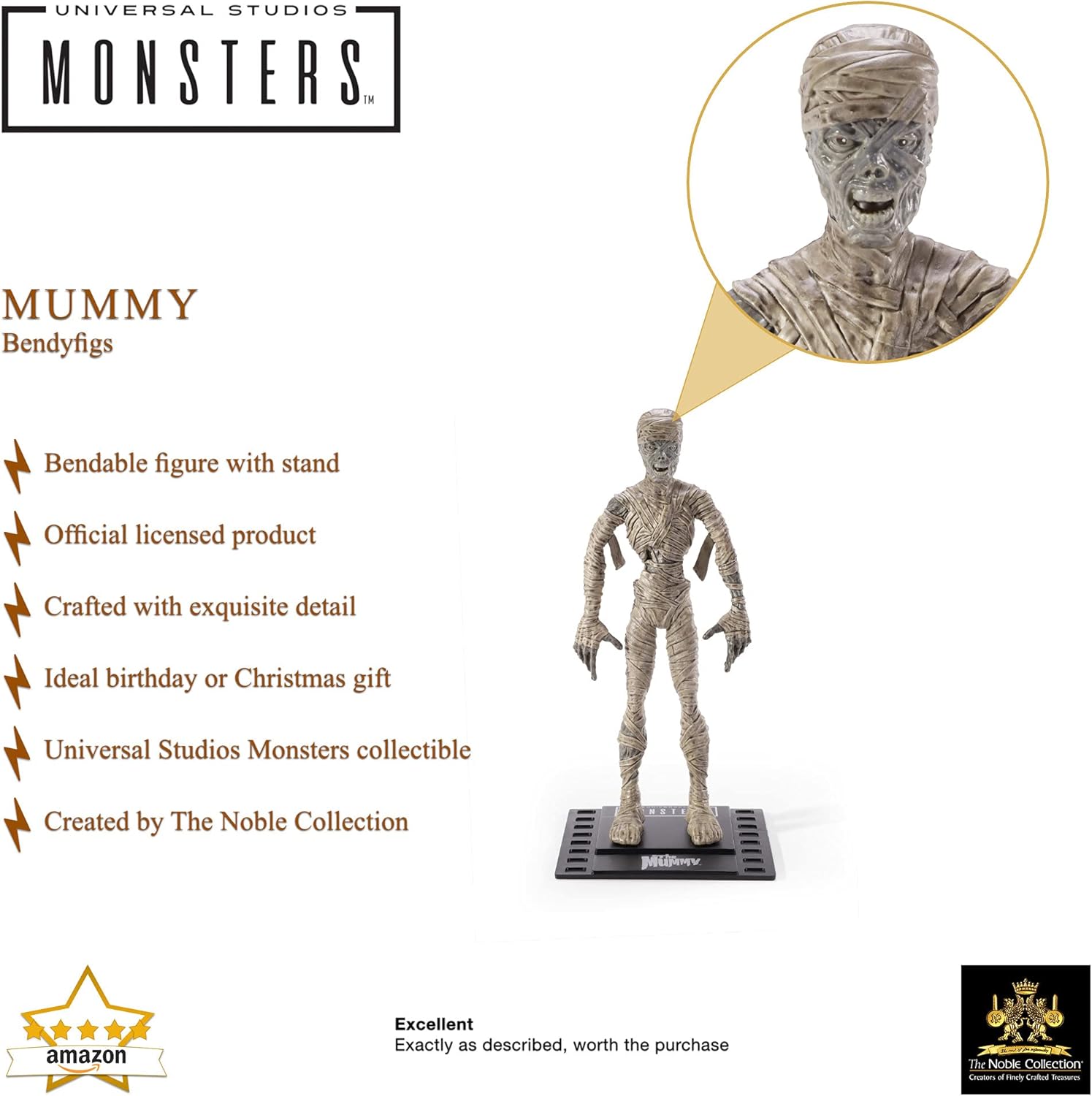 BendyFigs The Noble Collection Universal Monsters Mummy