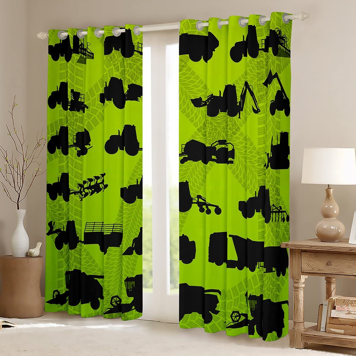 Cortinas de Ventana de Coche de Dibujos Animados para Dormitorio, Sala de Estar, Excavadora, Tractor, Cortinas para niños, construcción de Ventanas, maquinaria, grúas, vehículos, Tratamiento de Venta