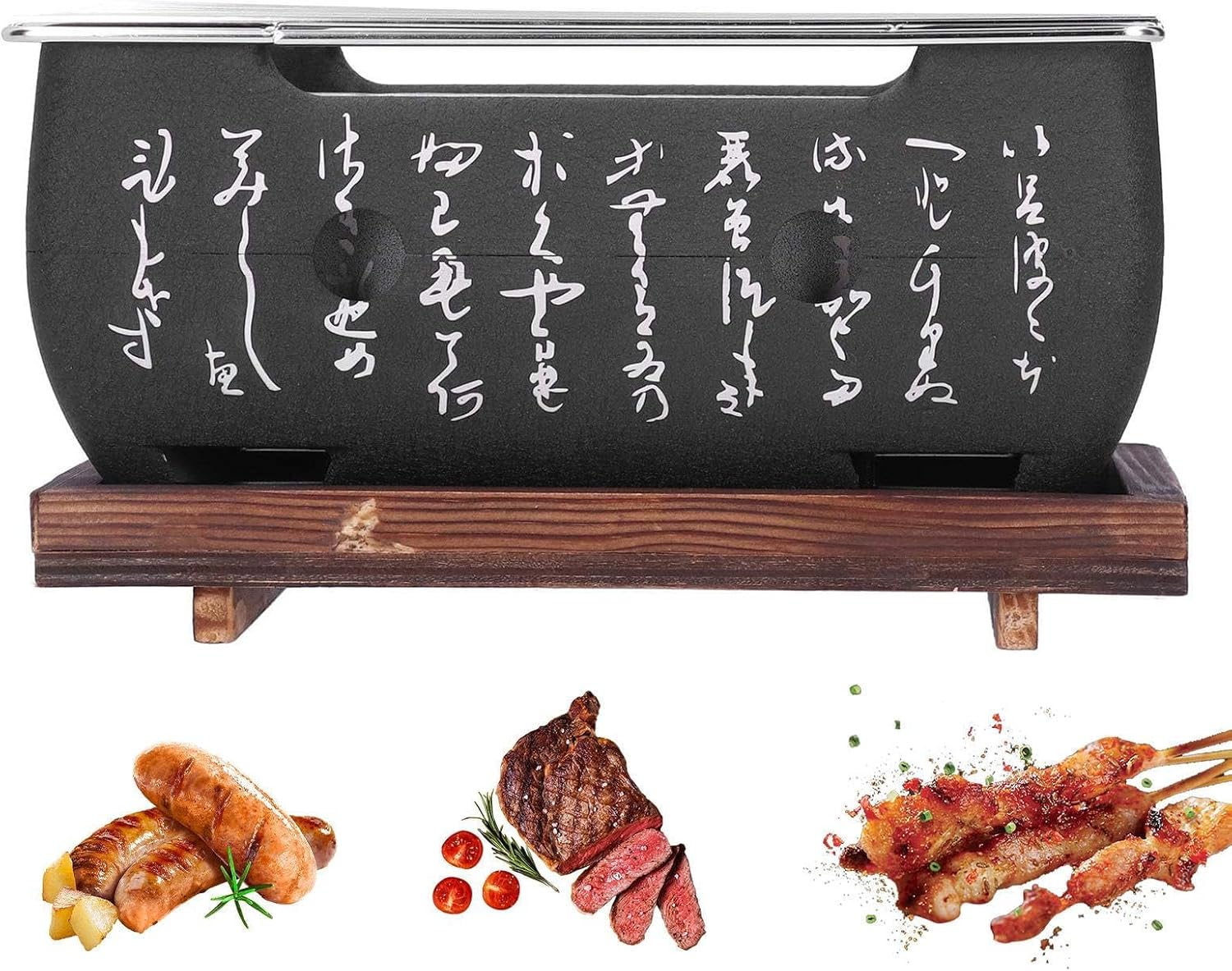 Chrom Holzkohlegrill – Tragbarer Outdoor Grill – 34,5 x 17 x 12 cm – Ideal für Zuhause Strand Camping BBQ Partys – Kompakte Kochausrüstung