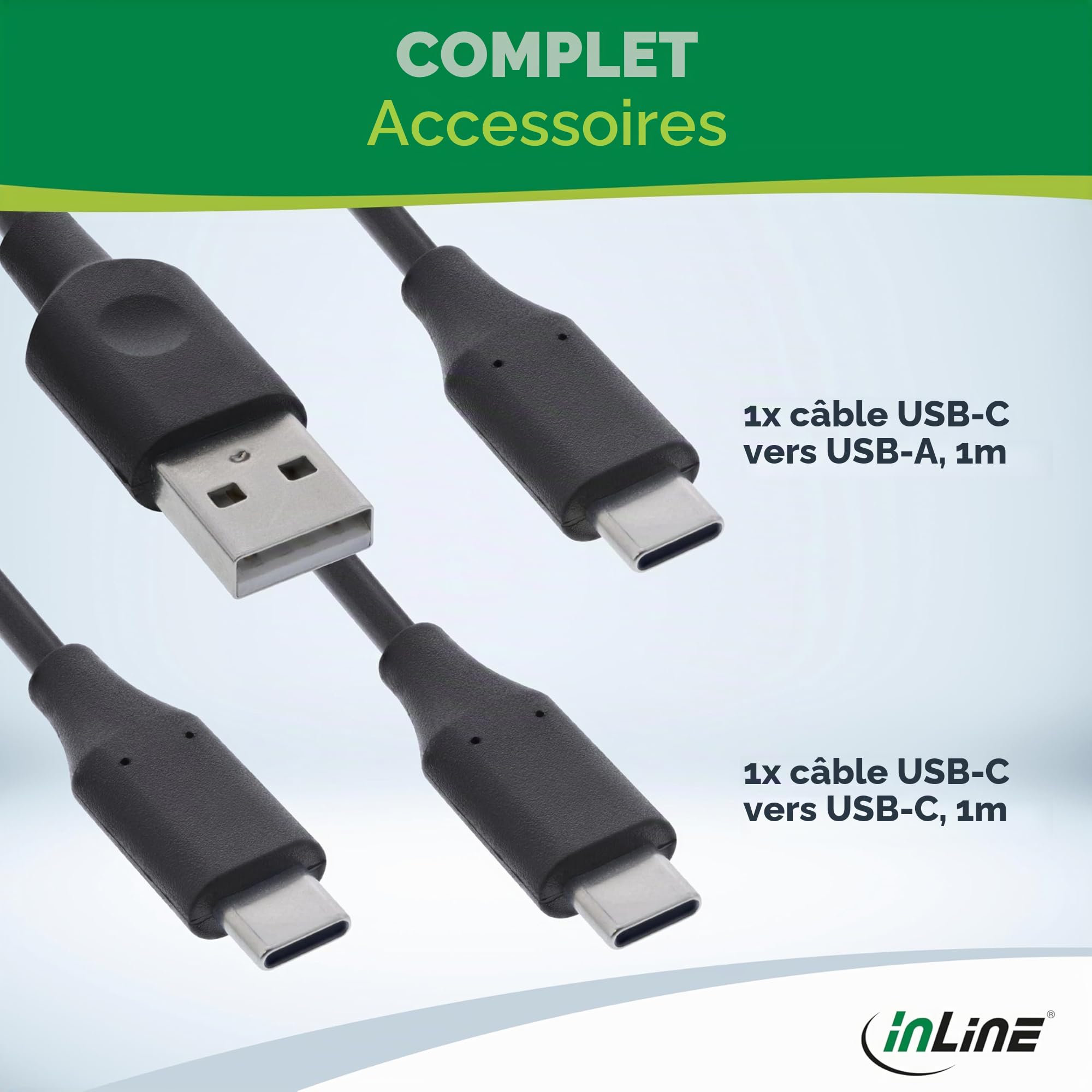 InLine Commutateur USB-C bidirectionnel (données et vidéo), 2 en 1 Sortie ou 1 en 2 Sorties, répartiteur/commutateur pour PC, vidéo 8K @ 60 Hz 4K @ 60 Hz, Transfert de données 10 GB/s, Charge 100 W,