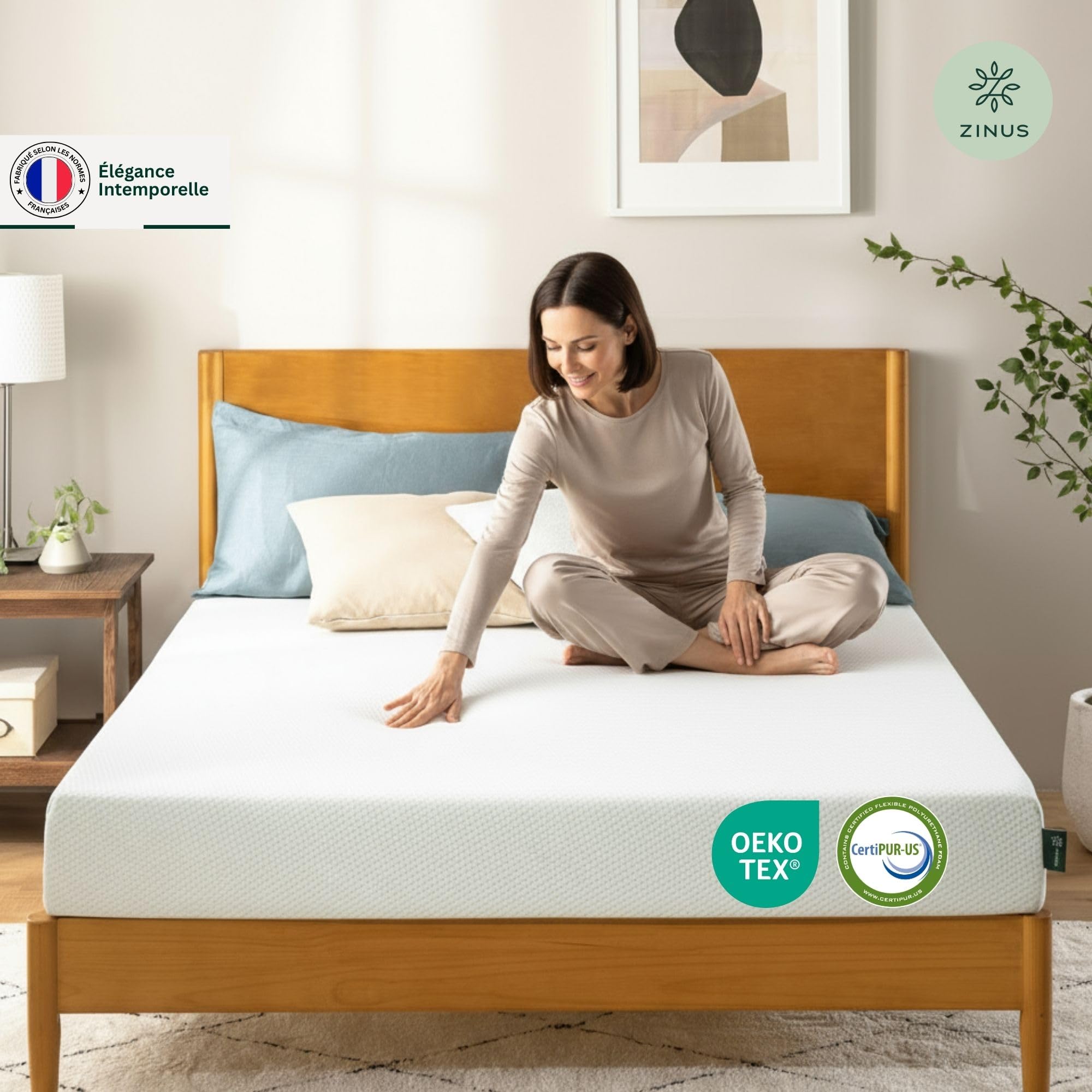 Zinus Matelas Memoire de Forme 140x190 cm- Épaisseur 11 cm - Soutien Ergonomique - Matelas 2 Personnes Fermeté Moyenne - Certifié Oeko-TEX - Housse Respirante