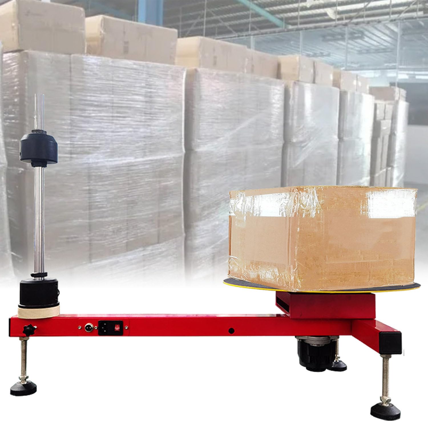 Elektrische Stretchfolienspender, T-Typ-Stretchfolienwickelmaschine, Geschwindigkeit 30 U/min Stretchfolienwickelbank, Mit 6,29 Zoll Zusatzdrehteller EM40