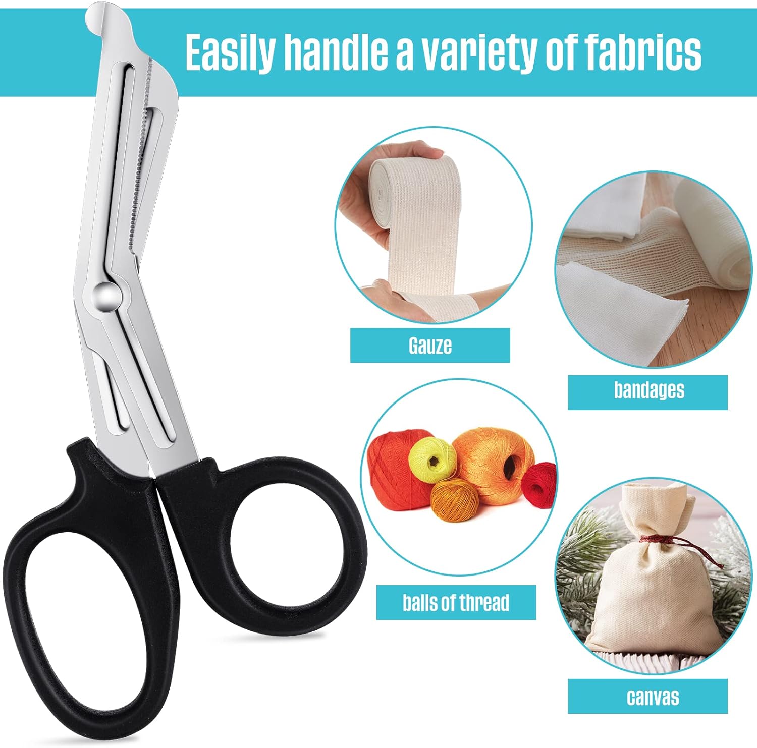 Newwiee Trauma Shears Bulk for Nurses 5.7 Inch Bandage Scissors Medical Shears Emergency First Aid Scissors Stainless Steel Nursing Shears for Doctor(Black, 60 Pieces)