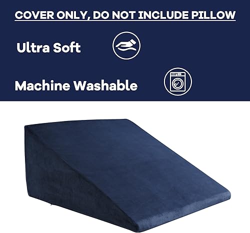 Miniatura 5 de HOMBYS Funda de almohada de terciopelo ultra suave con diseño de cremallera, extraíble y lavable a máquina (azul marino, 25 x 25 x 8 pulgadas)