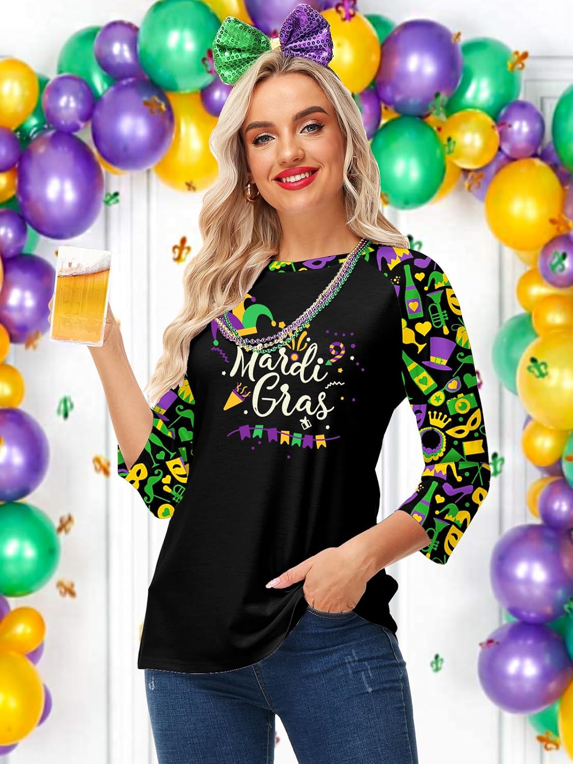Deerose Womens Thanksgiving Shirt Raglan 3/4 Sleeve Funny Graphic Thankful T-Shirts