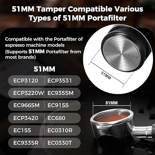 Miniatura 9 de IKAPE Coffee Products, manipulación de café expreso de 2.087in, manipulación calibrada de café barista premium con resorte cargado, manipulación de