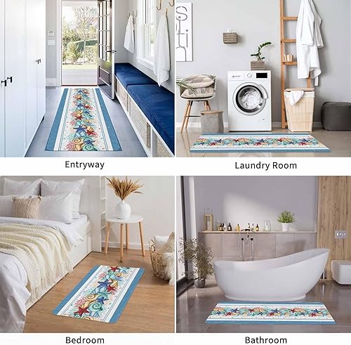 Vista 385 de Tapete de Feliz Navidad, tapete antideslizante para puerta delantera, baño, cocina, dormitorio, patio, entrada, 16 x 24 pulgadas, rojo, negro y verde