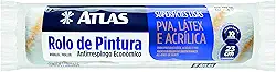 Rolo para Pintura Anti Respingo, Manta de Lã Sintética 100% Poliéster com 10mm de Altura, Tamanho 23 cm, Atlas.