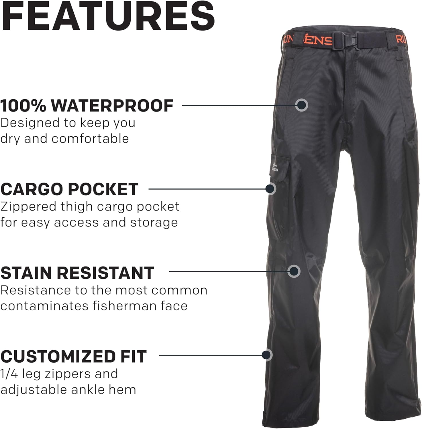 Grundéns Men's Weather Watch Pant, Updated, Waterproof, Stain-Resistant, Black, XX-Large - Image 4