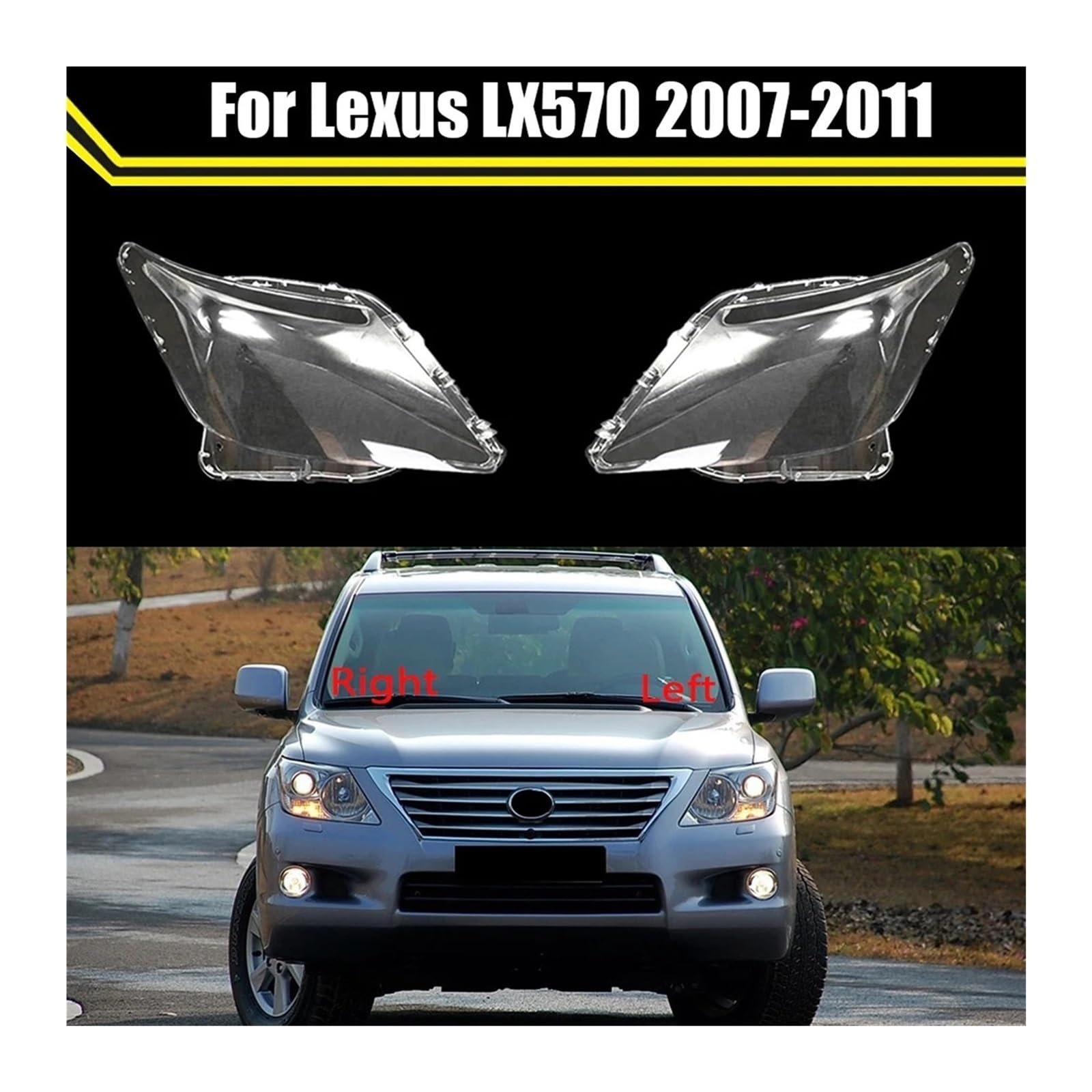 Windzerdong Car Front Headlight Cover Auto Headlamp Transparent Shell Lampcover For lexuss LX570 2007~2011 Auto Lens Glass Lampshade Case